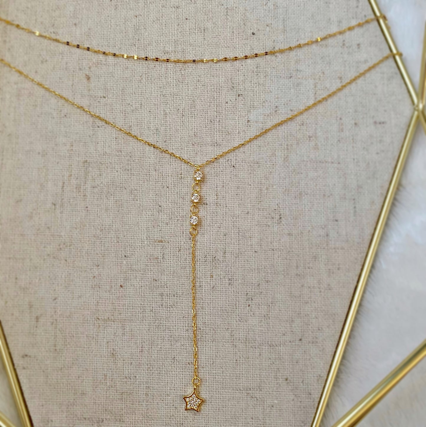 Cadena Doble de Zirconias y Estrella