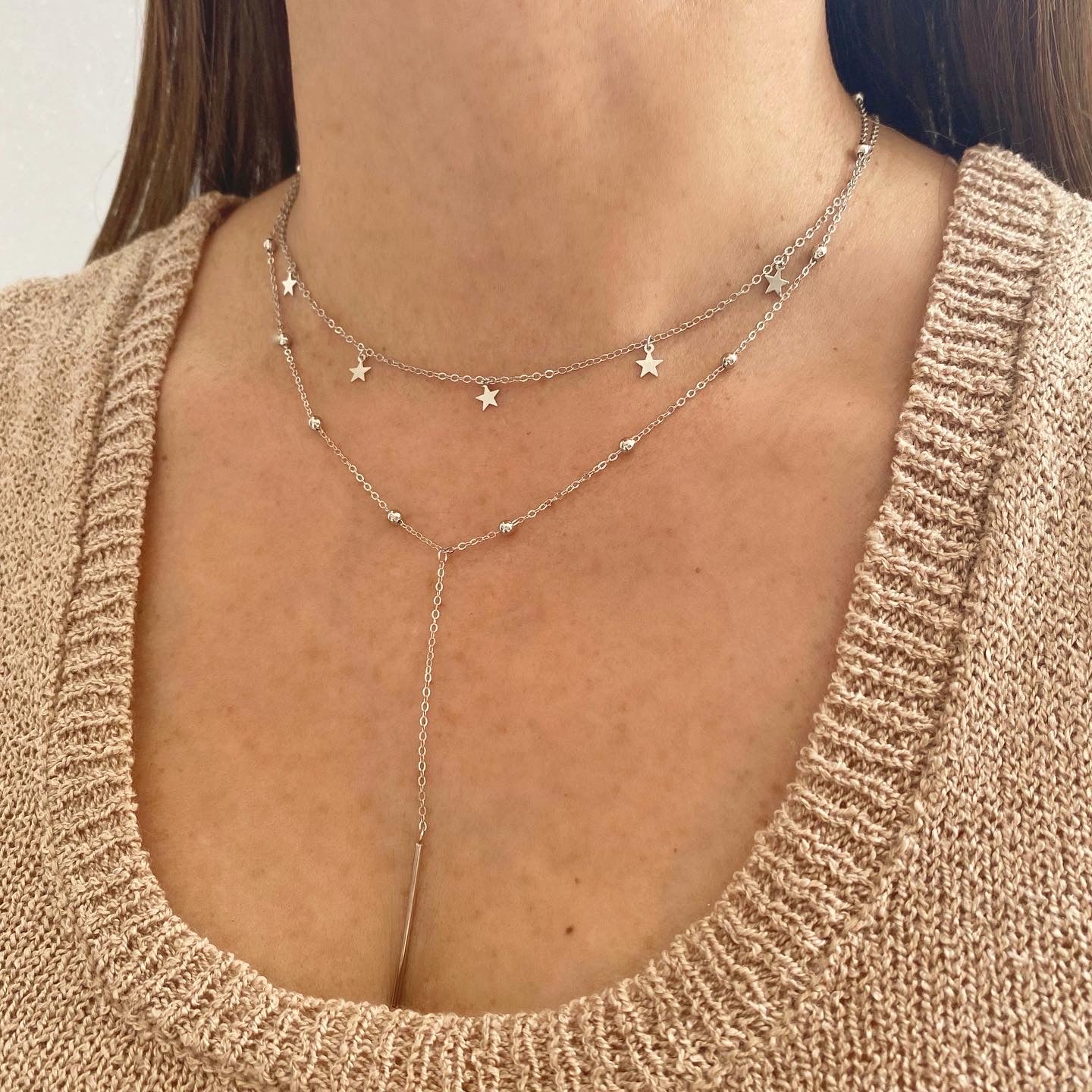 Cadena Doble de Estrellas y Bolitas