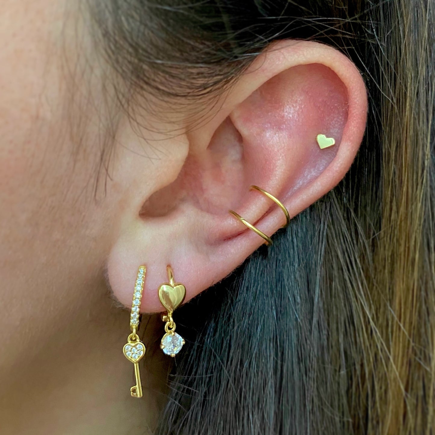 Huggies de Corazon y Zirconia