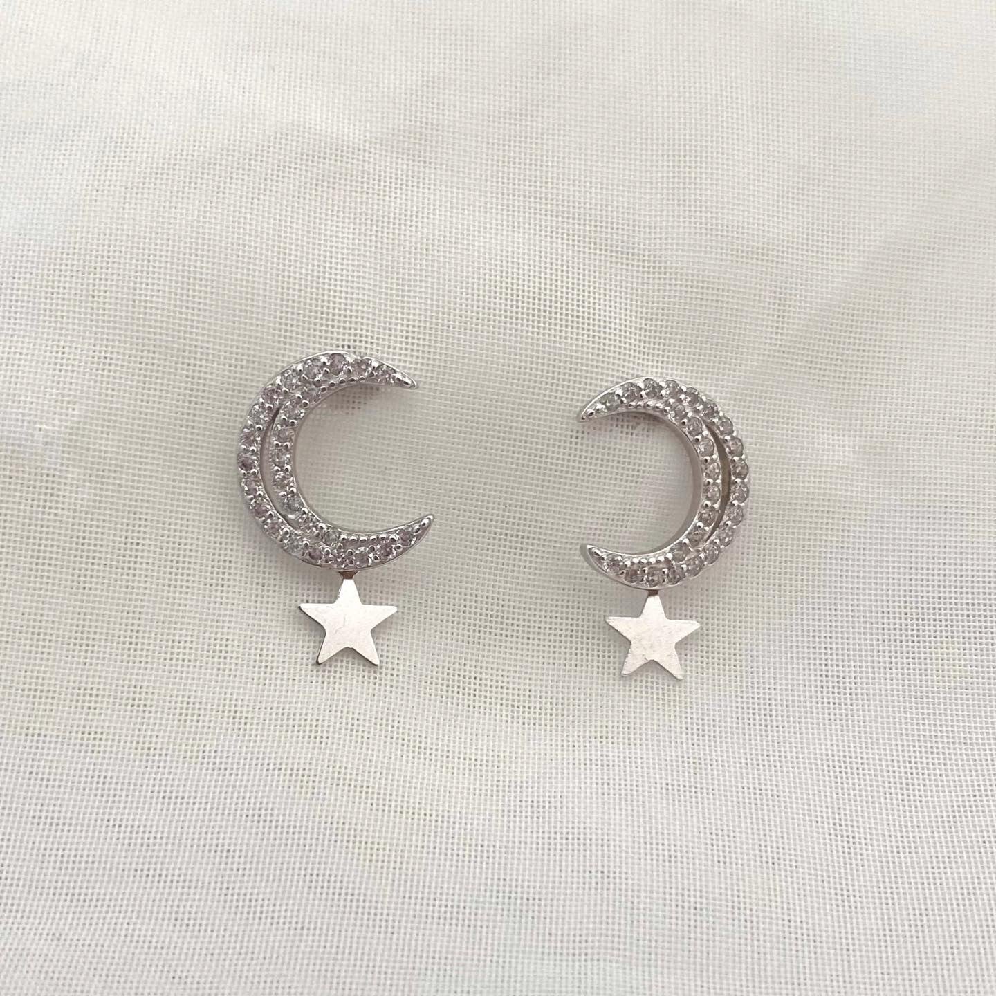 Studs de Luna Pave y Estrella