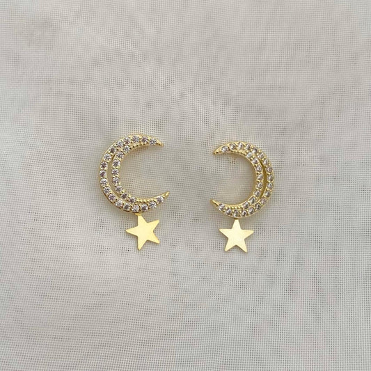 Studs de Luna Pave y Estrella